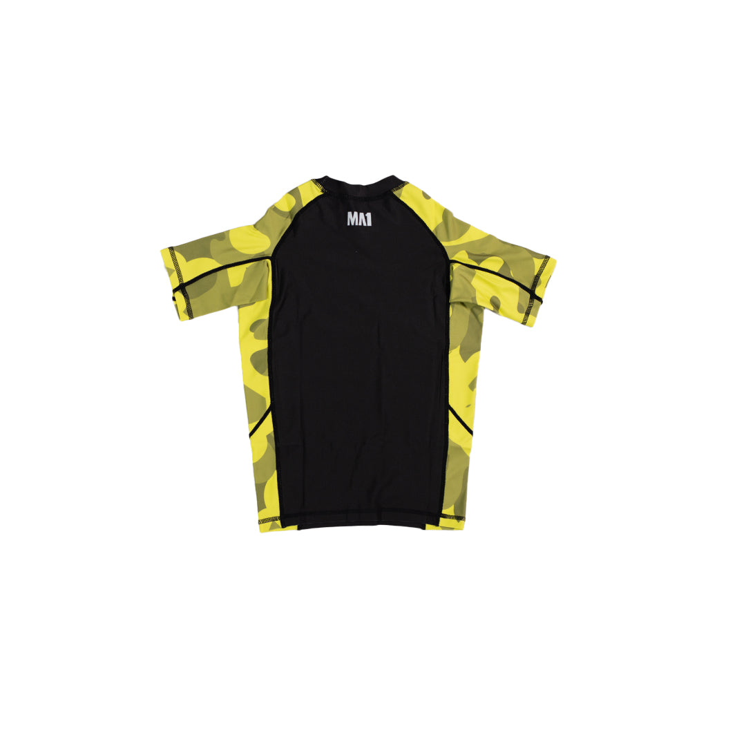 MA1 Kids Camo Yellow Short Sleeve Rashguard - product photo 5