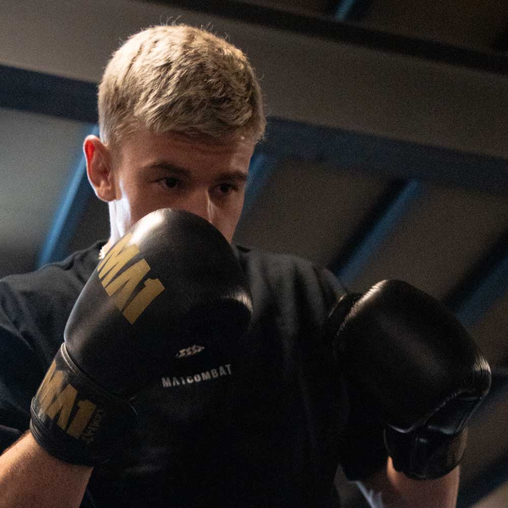 MA1 Combat Black Gold Leather Boxing Gloves