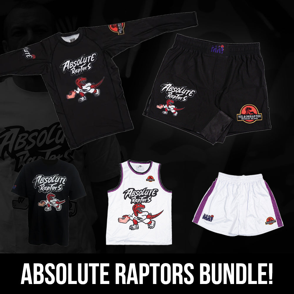 Black Long Sleeve Raptor Rashguard and MMA Short Bundle
