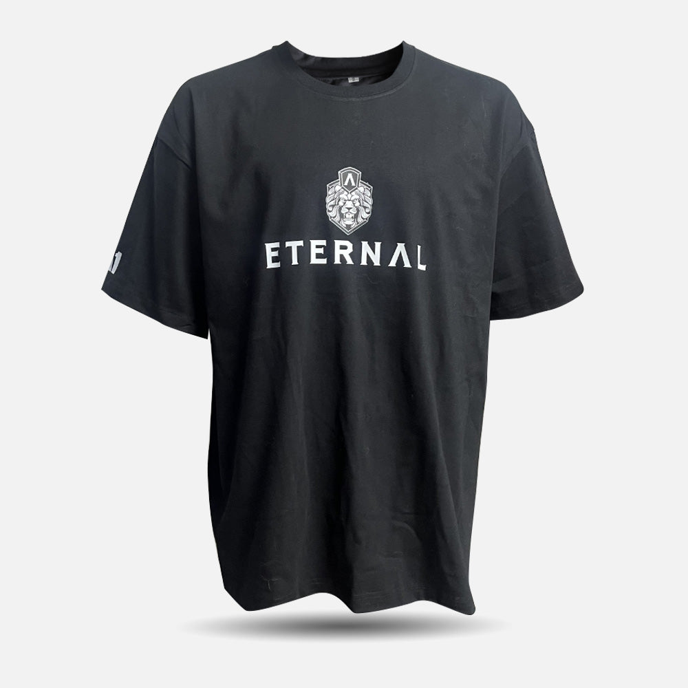MA1 Custom Tee - Black t-shirt with 'Eternal' logo on a white background