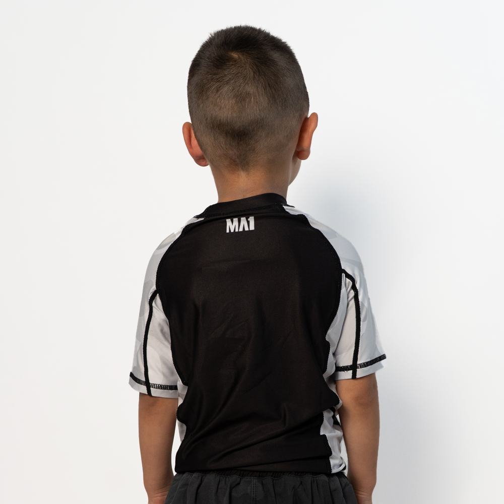 MA1 Kids Camo White Short Sleeve Rashguard