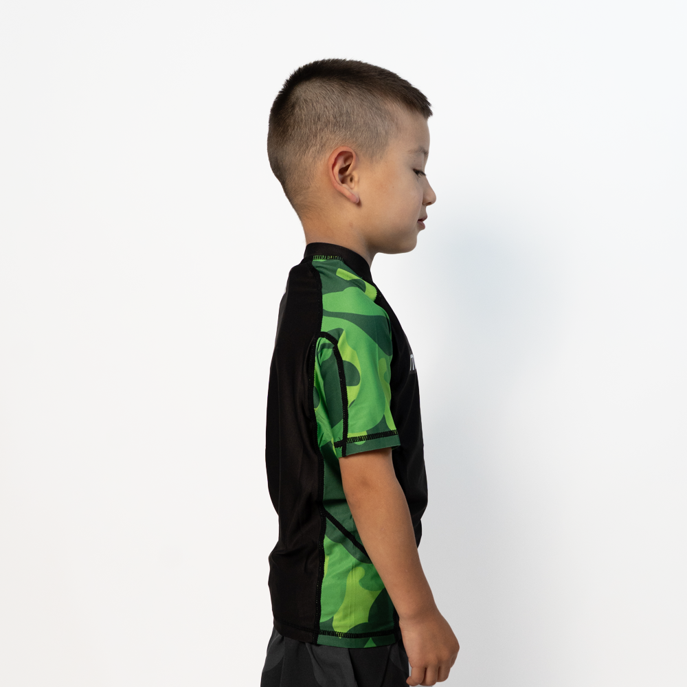 MA1 Kids Camo Green Short Sleeve Rashguard