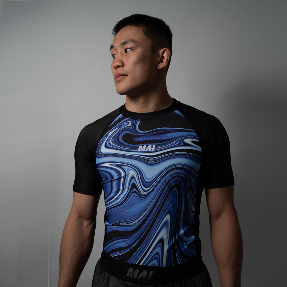 MA1 Liquid Blue Short Sleeve Rashguard - product photo 4