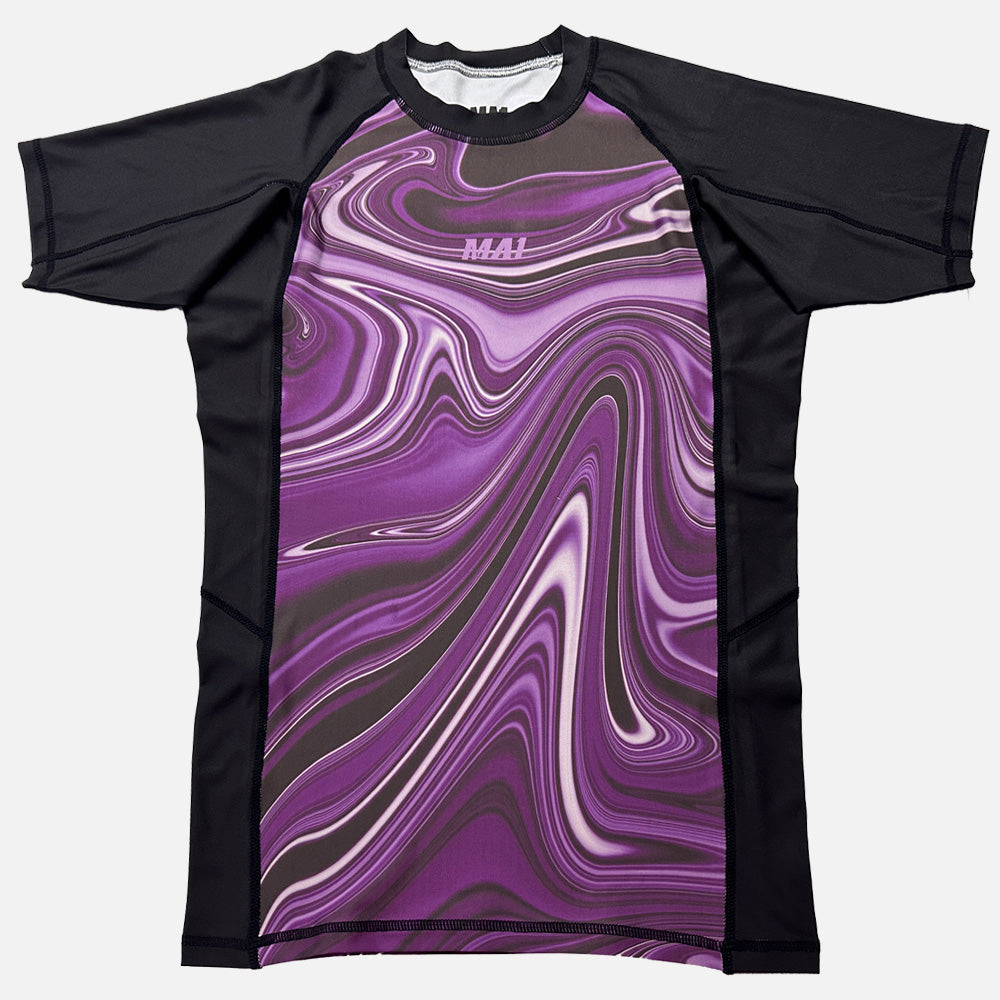 MA1 Liquid Purple Short Sleeve Rashguard with sublimated liquid print
