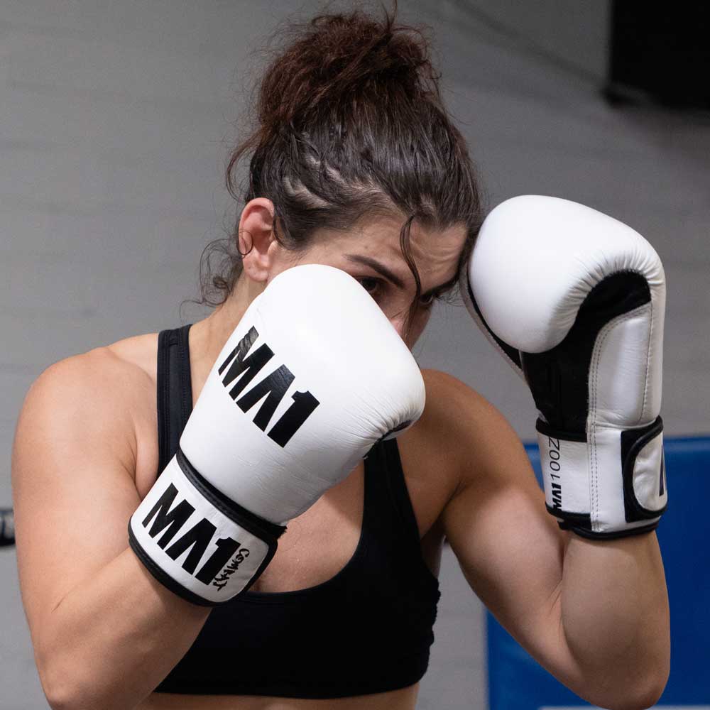 MA1 Combat White Leather Boxing Gloves