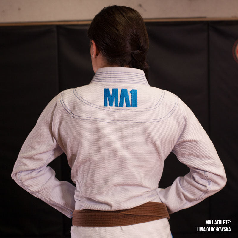 MA1 Female Premium Comp Gi - White, Baby Blue & Grey
