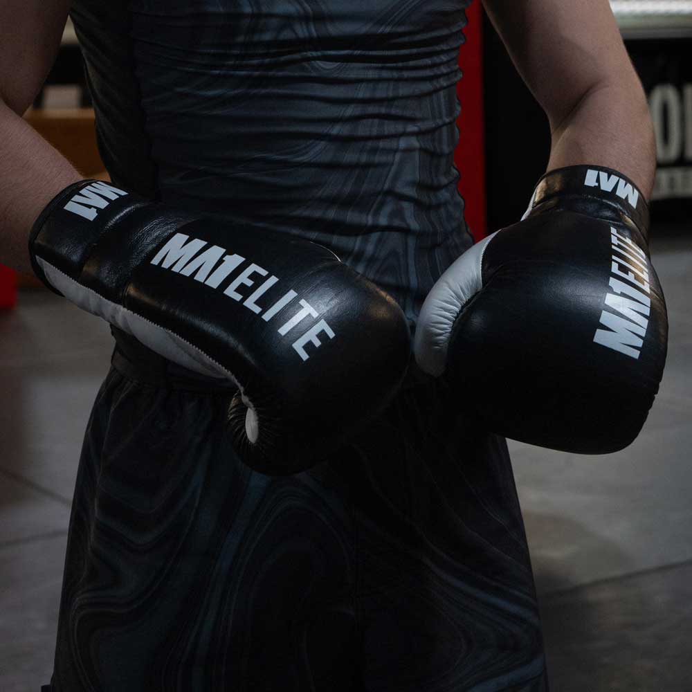 MA1 Elite Leather Lace up Gloves - Black