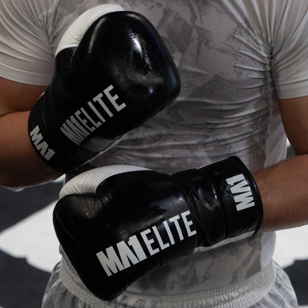 MA1 Elite Leather Lace up Gloves - Black