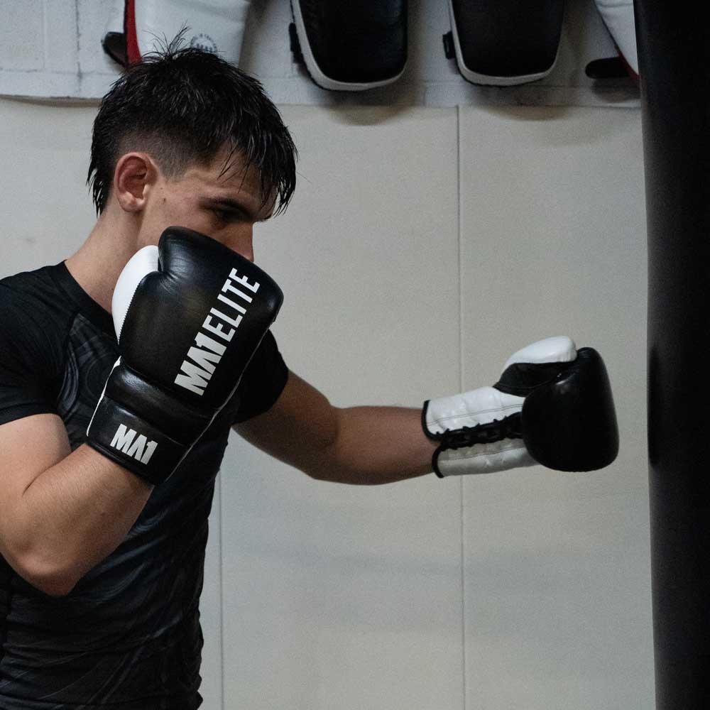 MA1 Elite Leather Lace up Gloves - Black - product photo 2