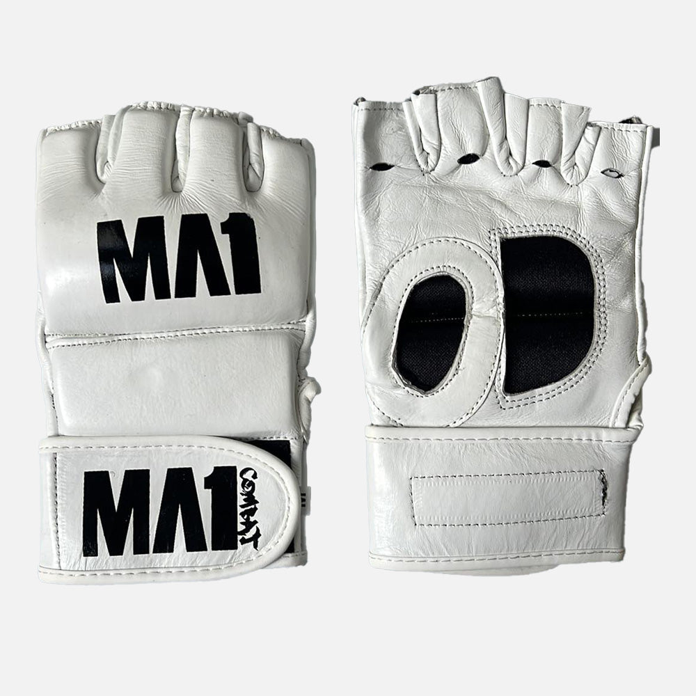 MA1 White Leather 4oz MMA Gloves - product photo 2
