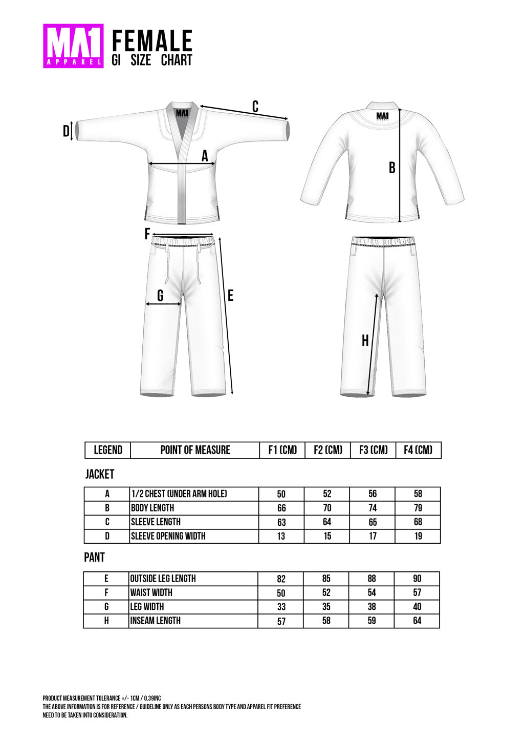 MA1 Female Premium Comp Gi - White, Baby Blue & Grey