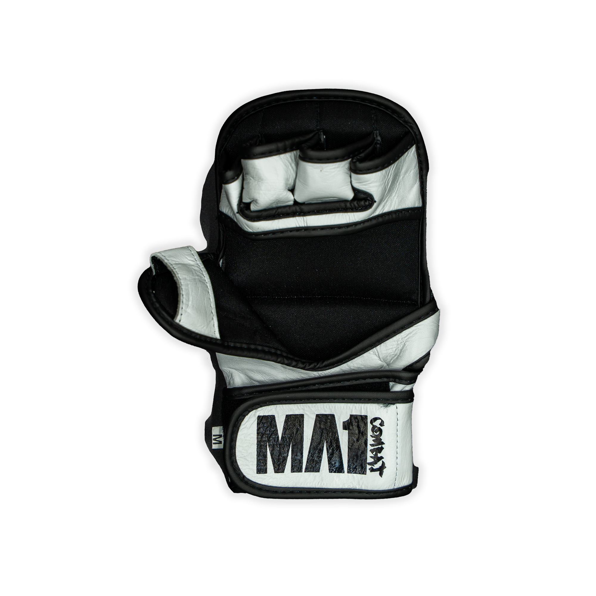 MA1 White Elite Leather MMA Sparring Gloves