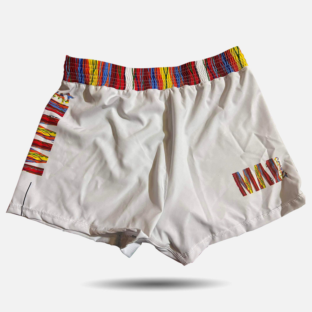 MA1 Chaotic Knit Logo White High Cut MMA Shorts