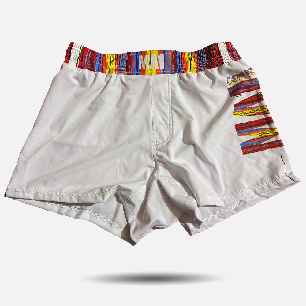 MA1 Chaotic Knit Logo White High Cut MMA Shorts