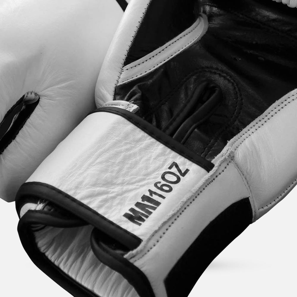 MA1 Elite Leather 16oz Boxing Gloves - White