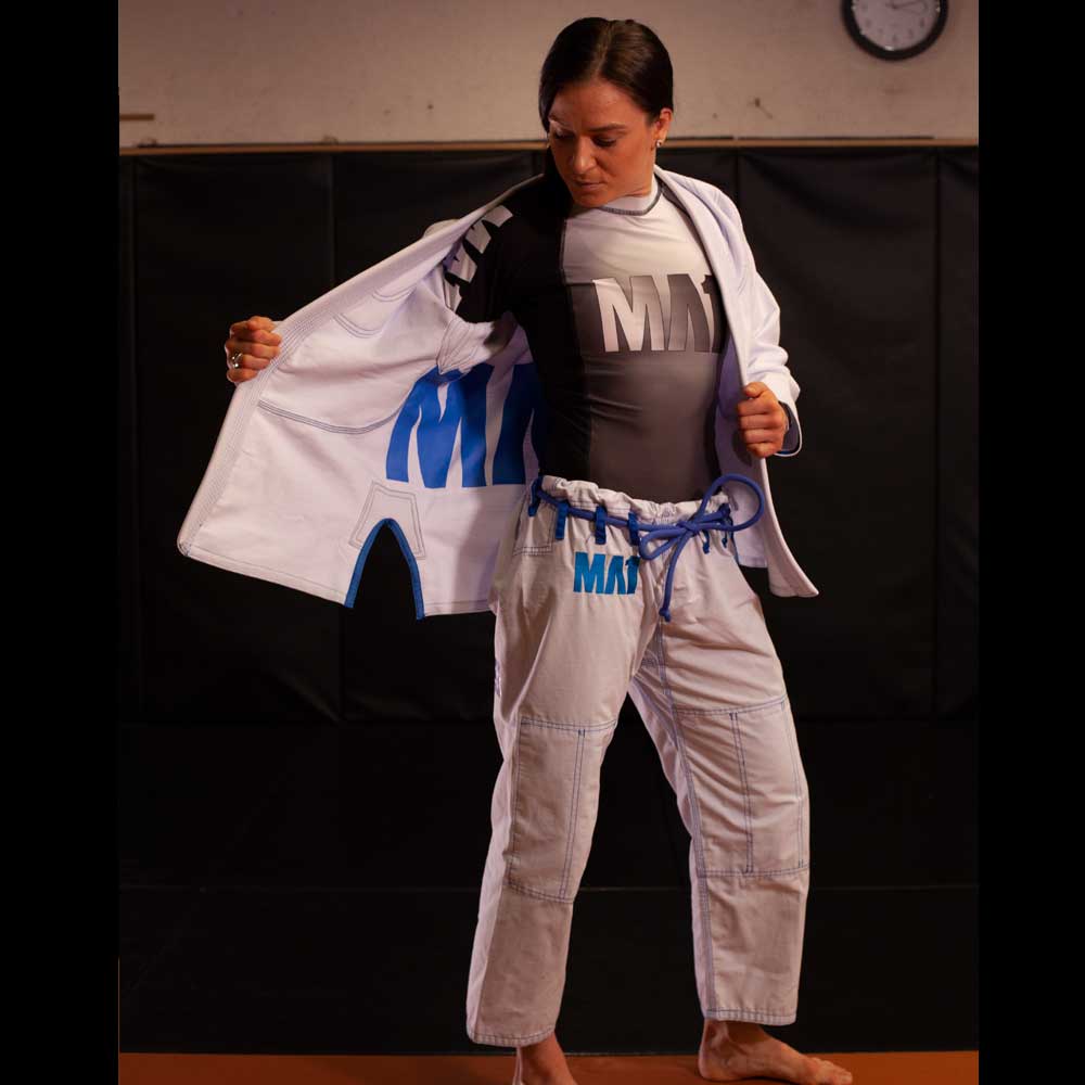 MA1 Female Premium Comp Gi - White, Baby Blue & Grey