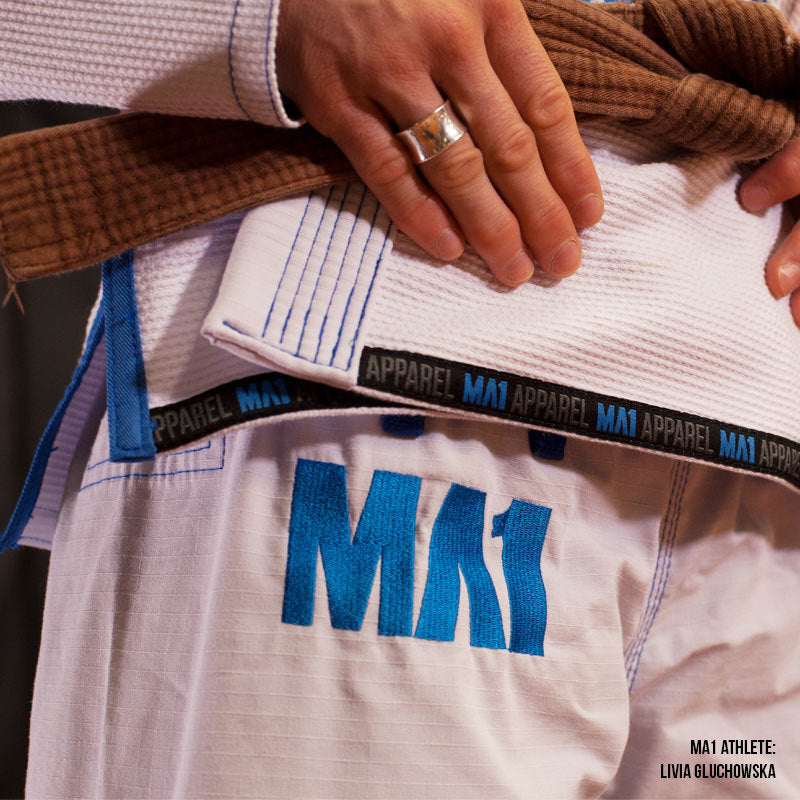 MA1 Female Premium Comp Gi - White, Baby Blue & Grey