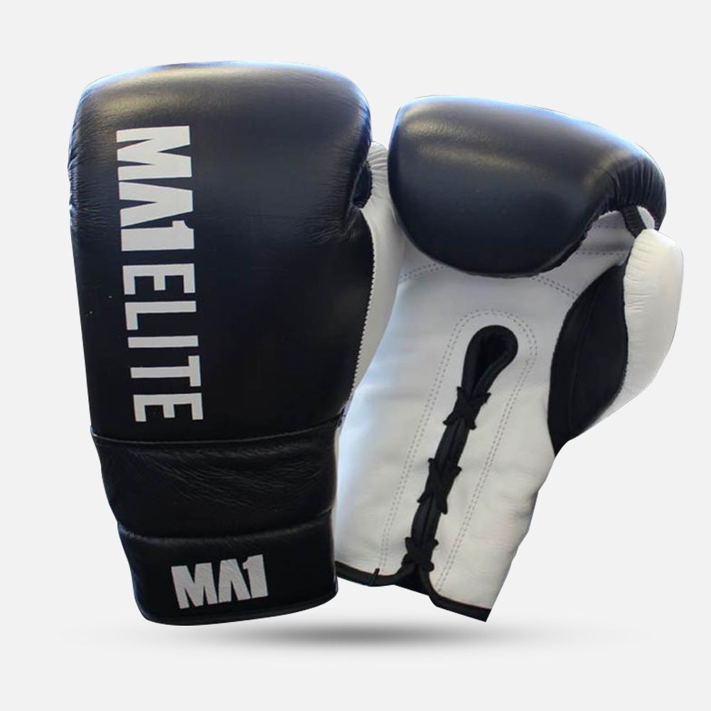 MA1 Elite Leather Lace up Gloves - Black