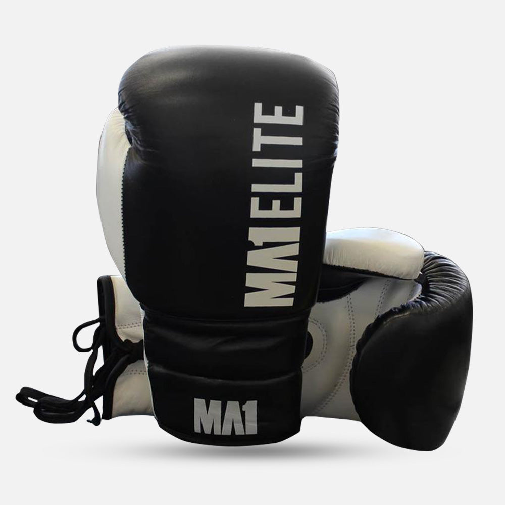 MA1 Elite Leather Lace up Gloves - Black