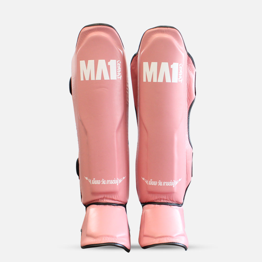 MA1 Thai Made Pink Leather Muay Thai Shin Guards