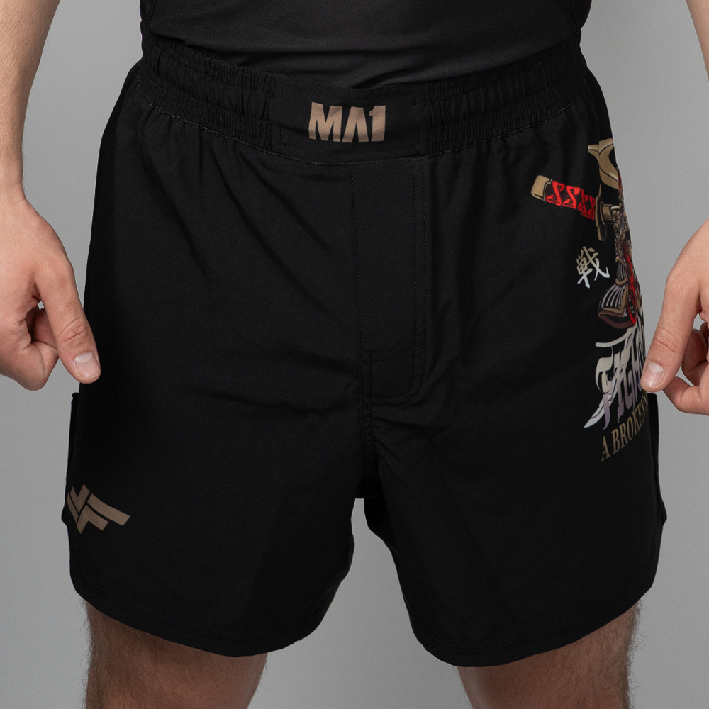 MA1 Fighting Fathers Black Hybrid Cut MMA Shorts