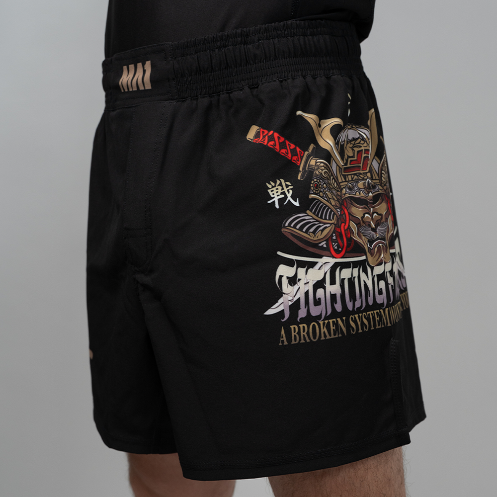 MA1 Fighting Fathers Black Hybrid Cut MMA Shorts - product photo 2