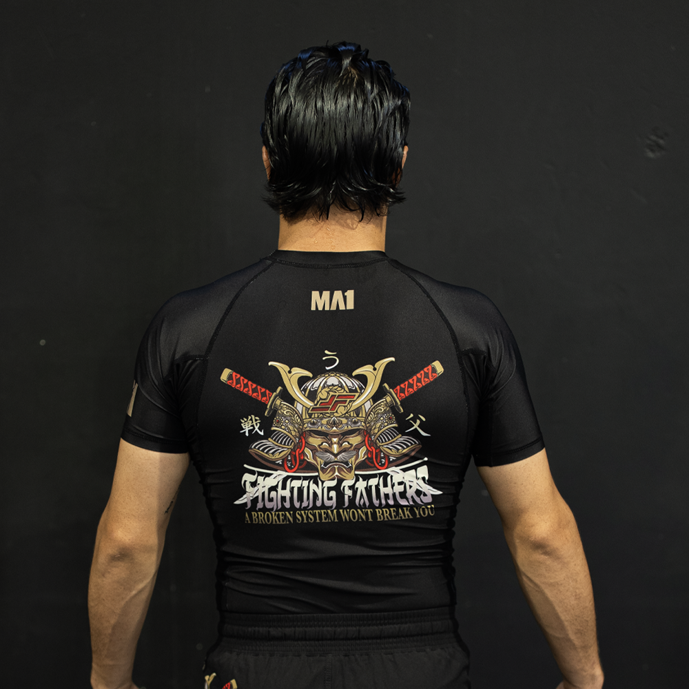 MA1 Fighting Fathers Black Short Sleeve Rashguard