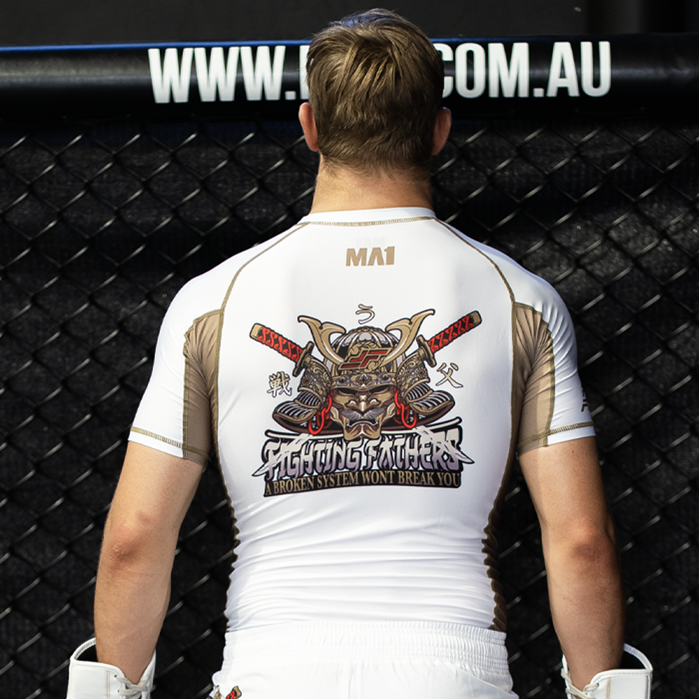 MA1 Fighting Fathers White Short Sleeve Rashguard