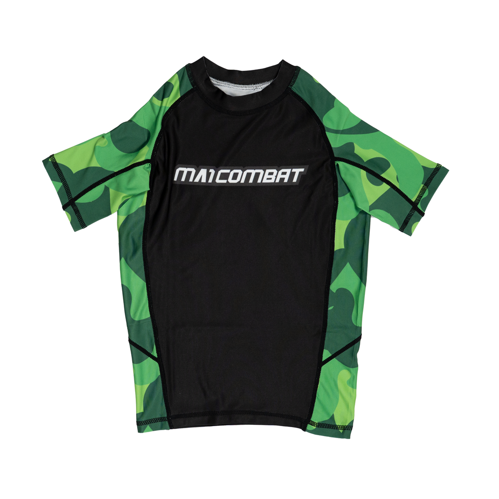 MA1 Kids Camo Green Short Sleeve Rashguard