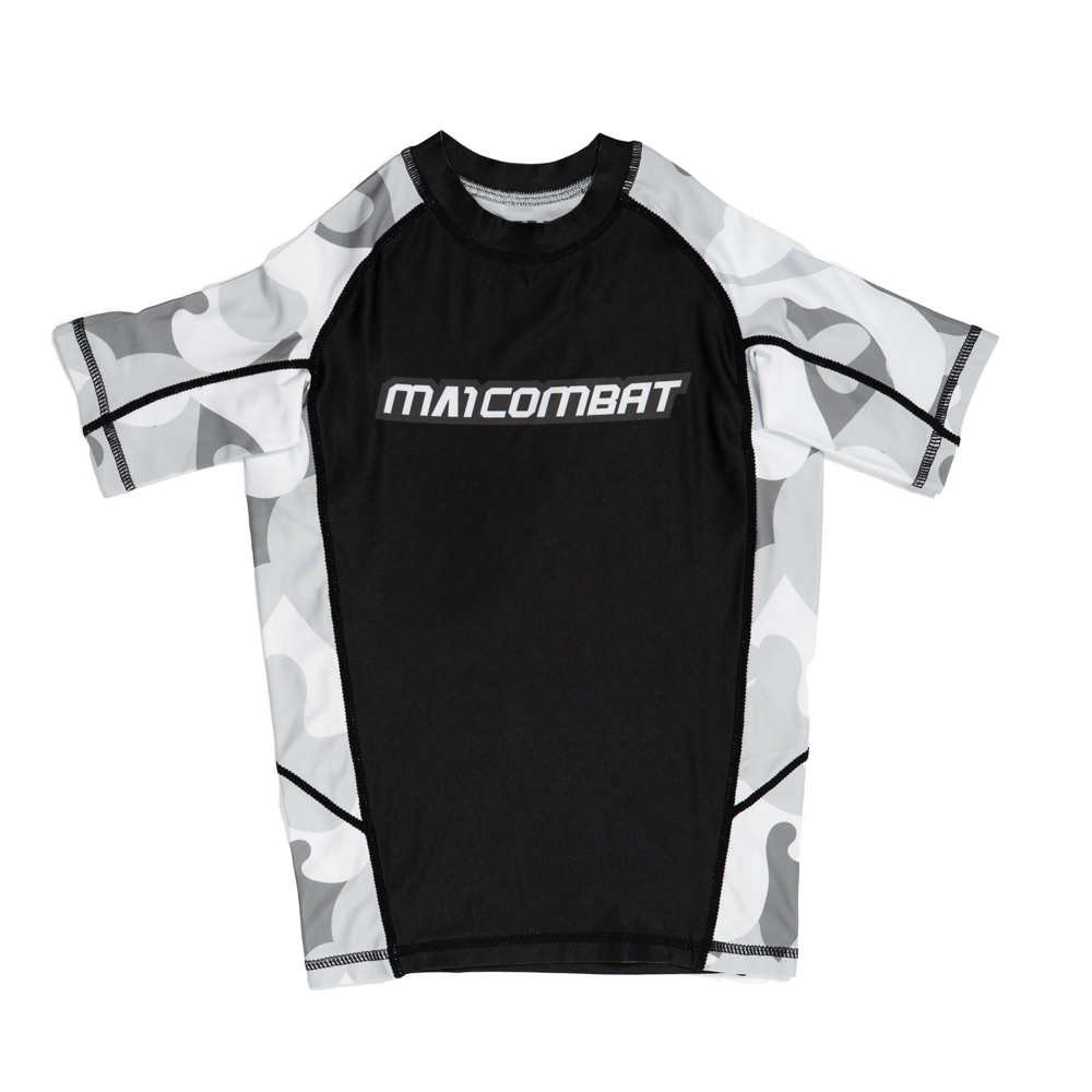MA1 Kids Camo Grey Short Sleeve Rashguard