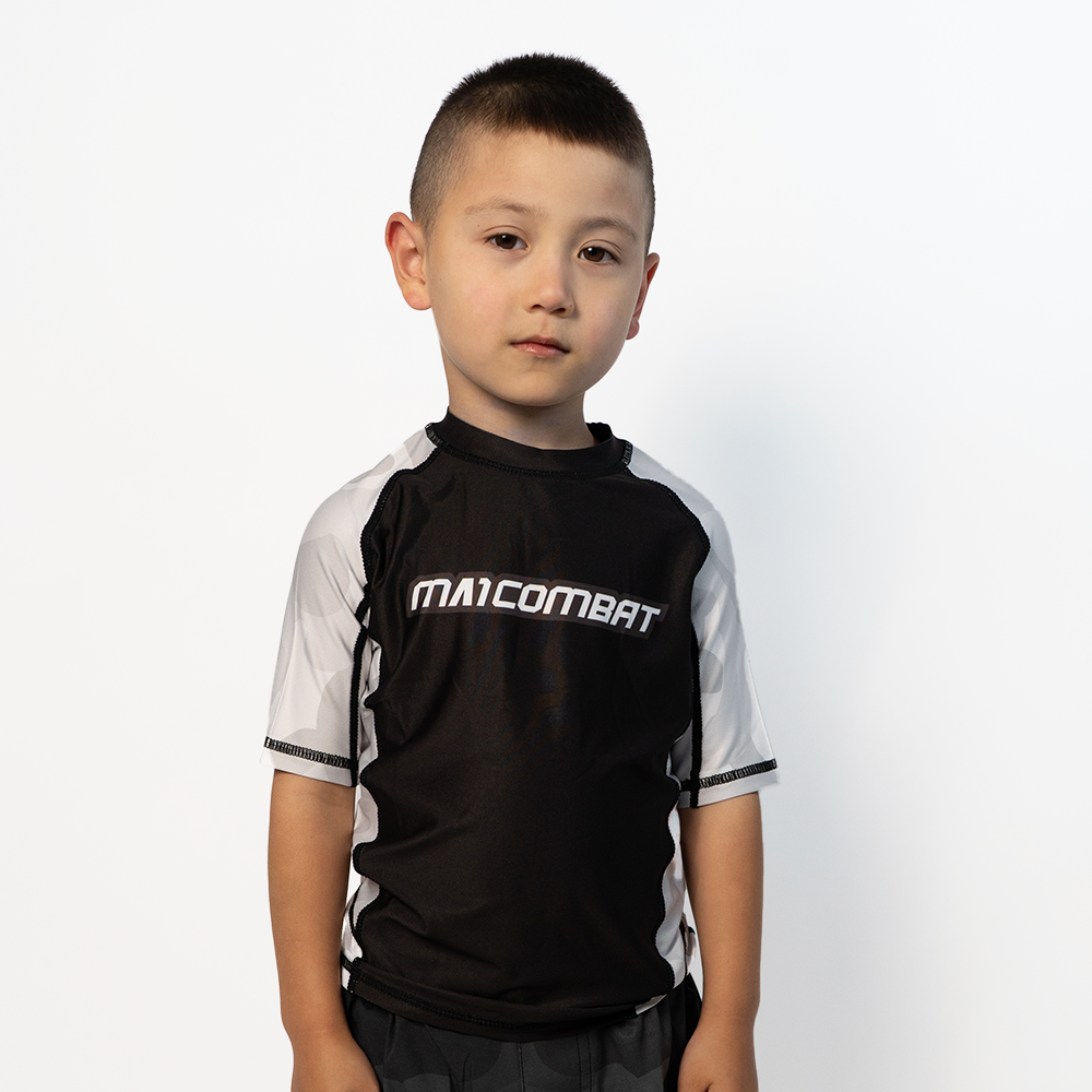 MA1 Kids Camo White Short Sleeve Rashguard