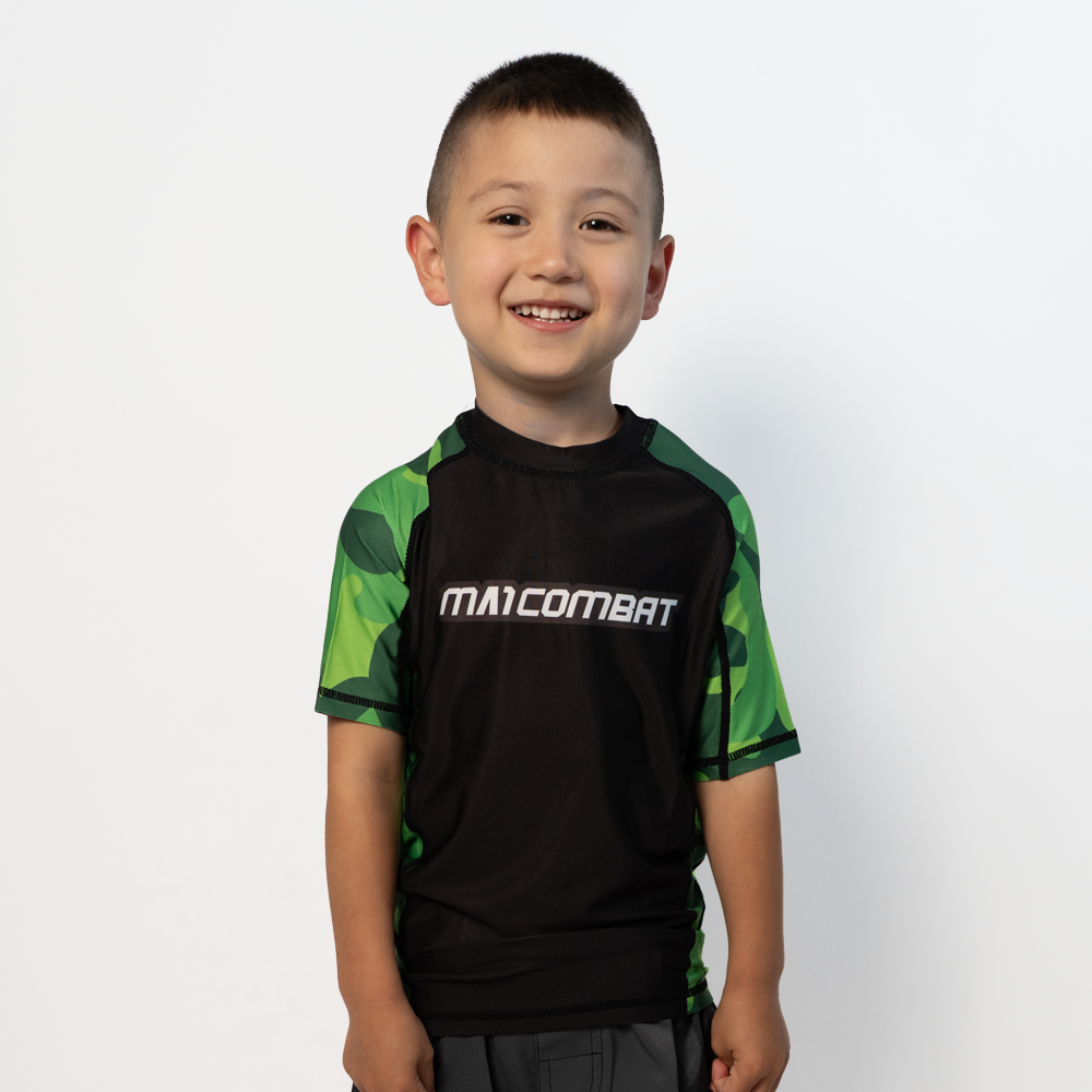 MA1 Kids Camo Green Short Sleeve Rashguard