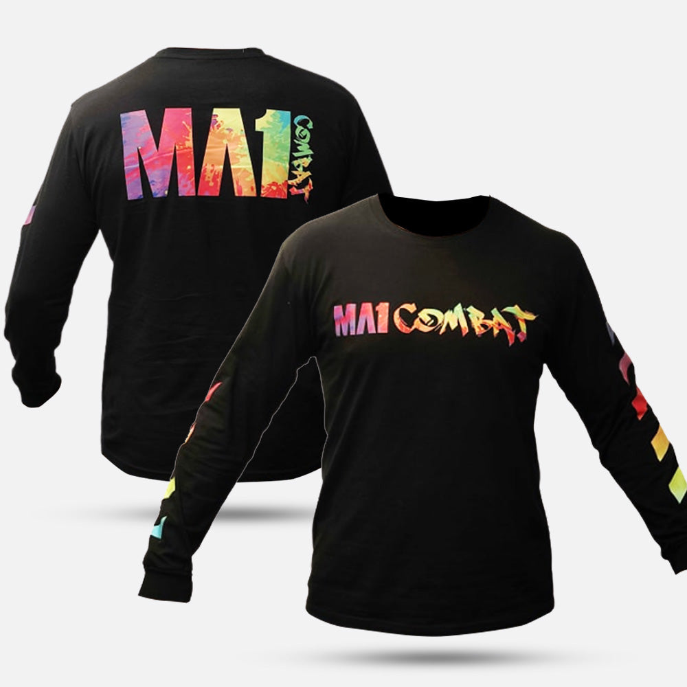 MA1 Combat Black Color Splash Long Sleeve T-Shirt - Shirts & Tops