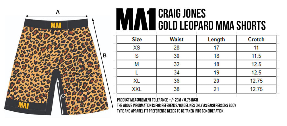 MA1 Craig Jones Gold Leopard MMA Shorts - product photo 5