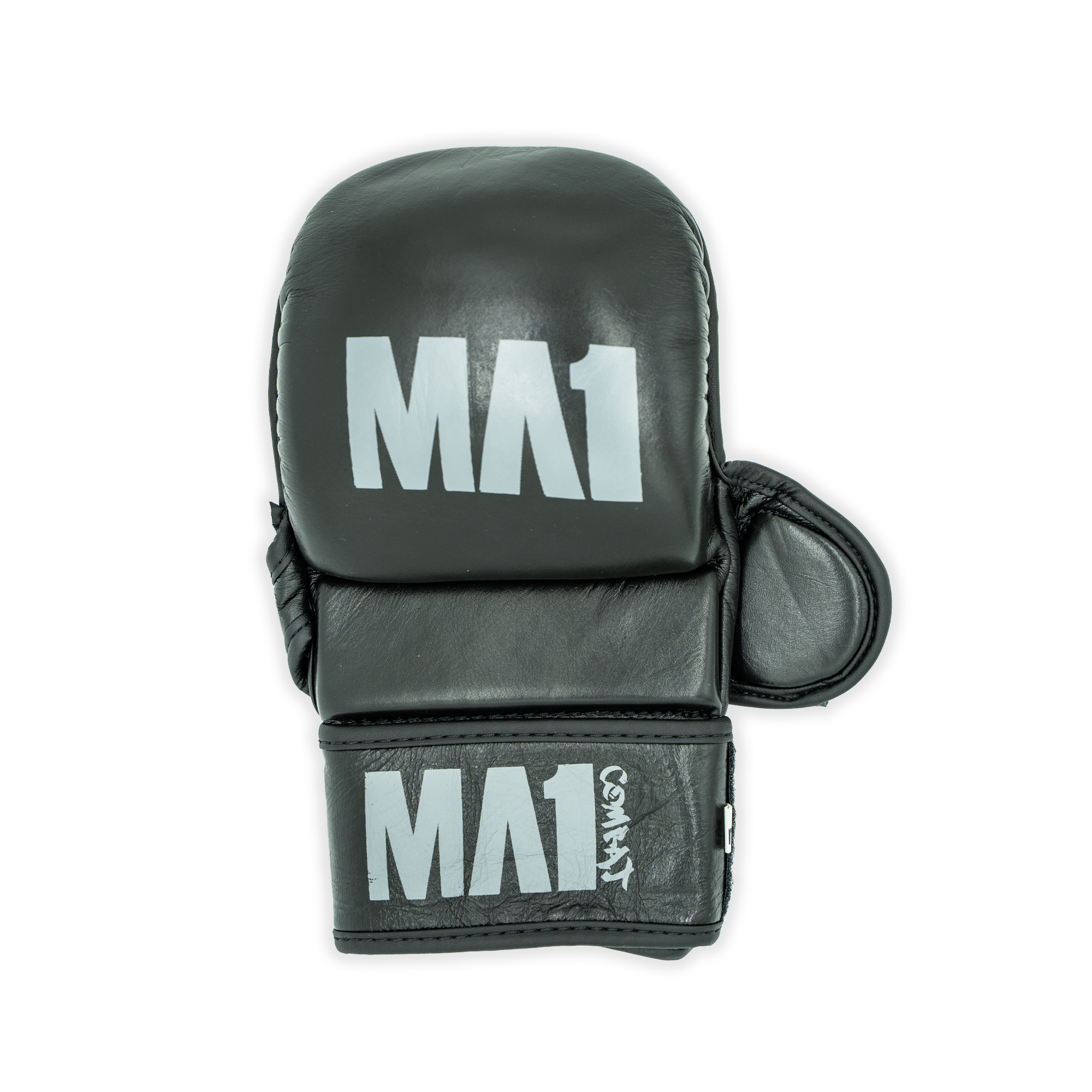 MA1 Black Grey Elite Leather MMA Sparring Gloves