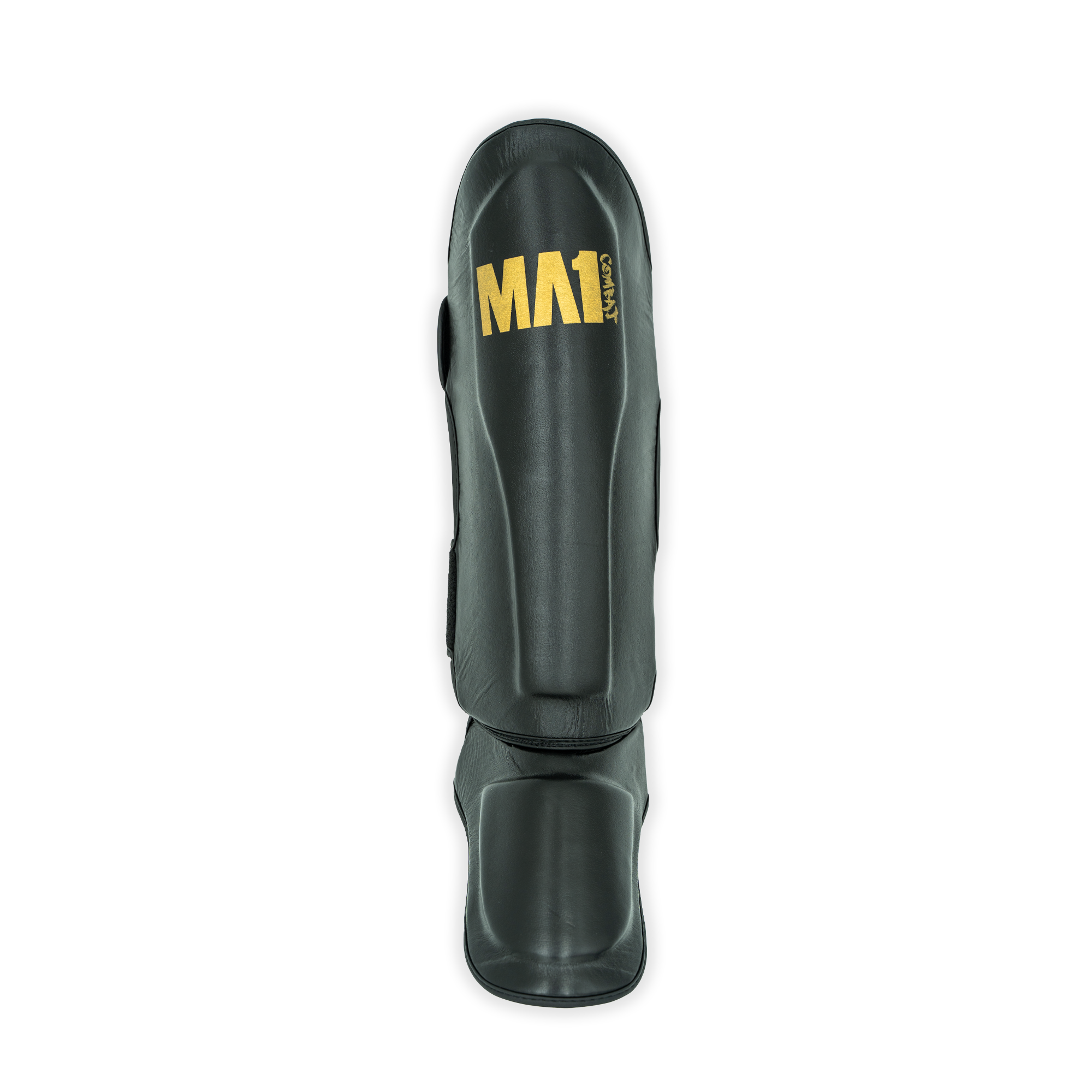 MA1 Black Gold Leather Shin Guards