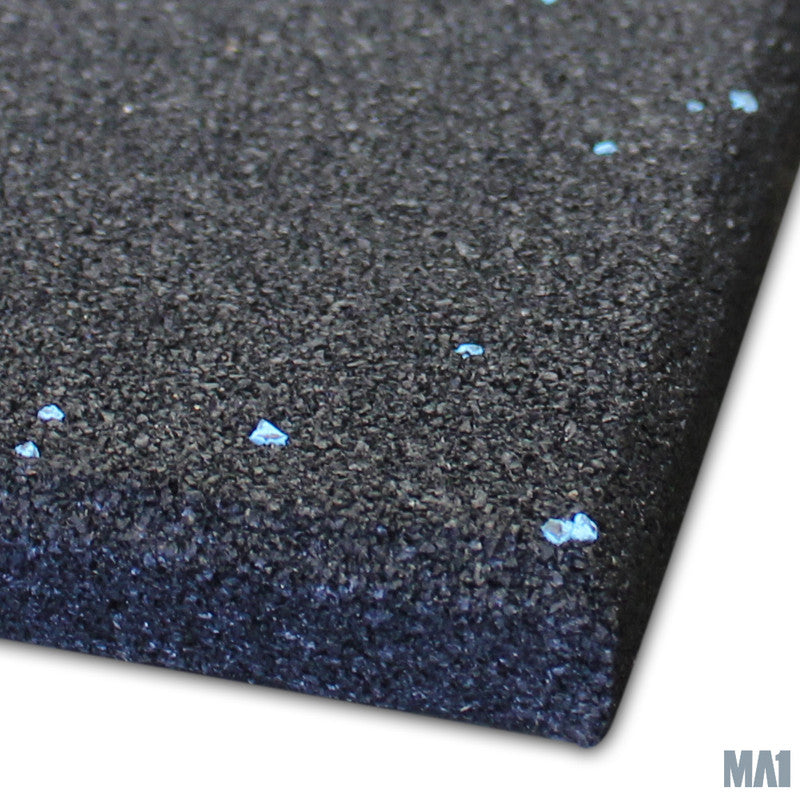 MA1 Premium Rubber Gym Mat - 15mm Thick, Black with Blue Specks