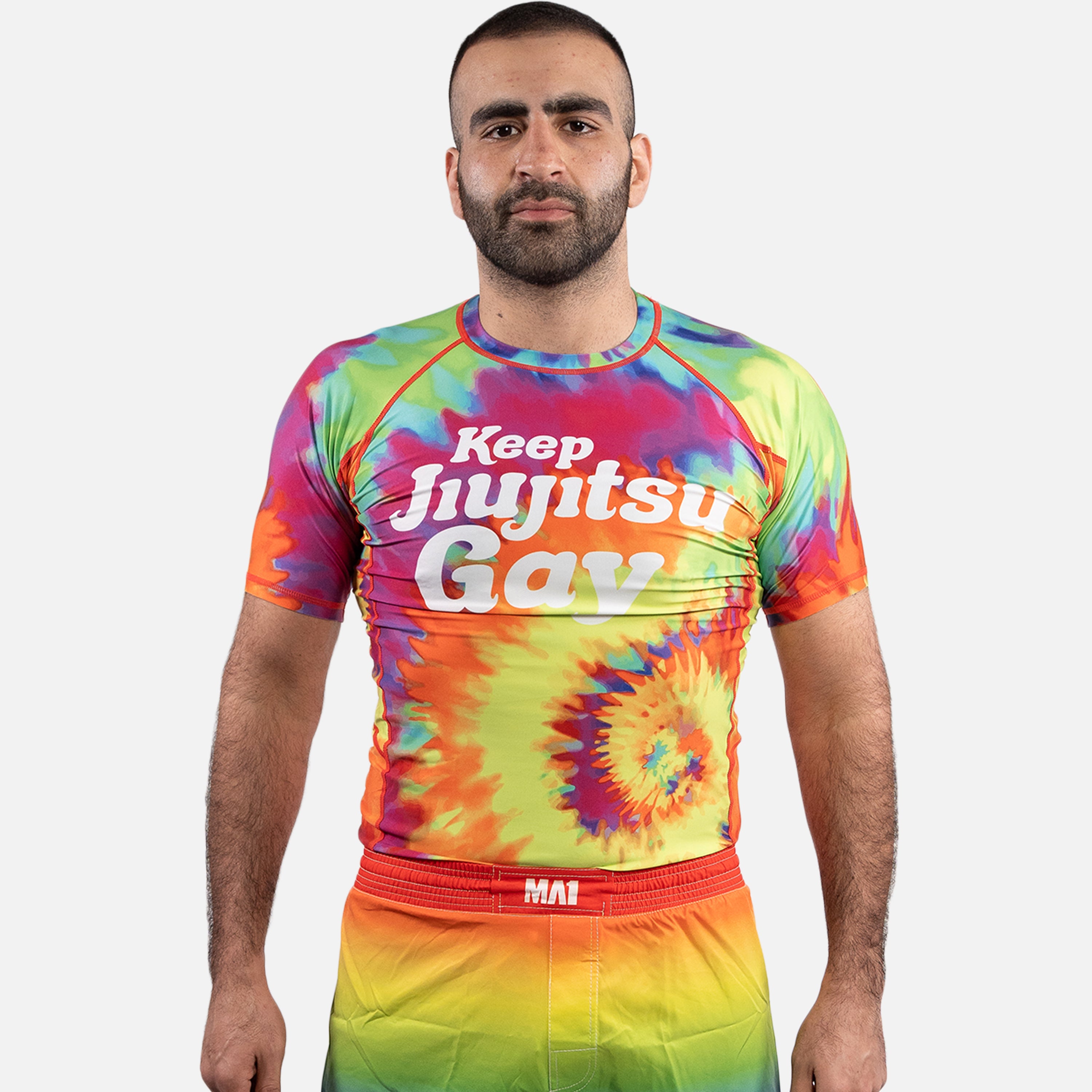 MA1 Keep BJJ Gay Tie Dye Short Sleeve Rashguard