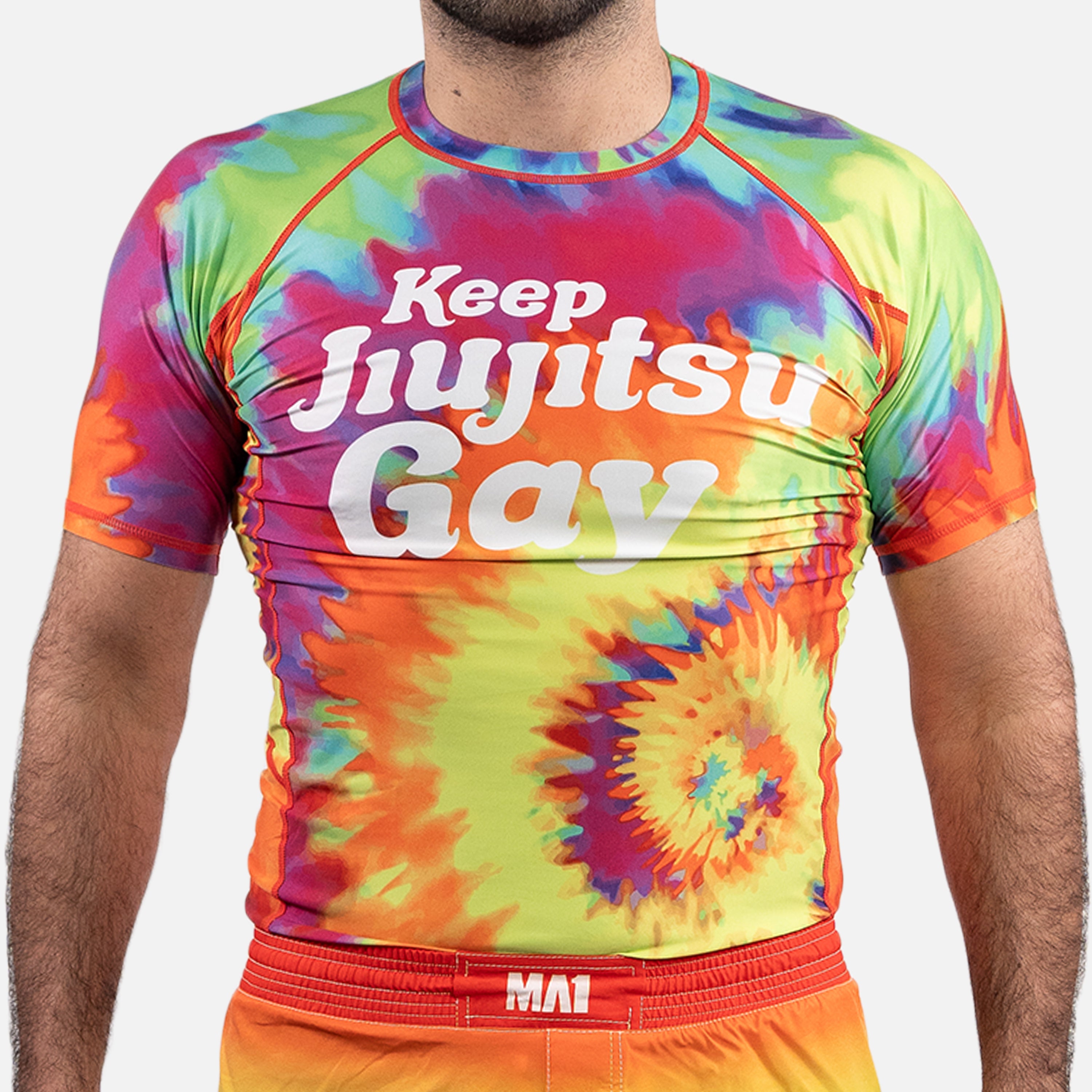 MA1 Keep BJJ Gay Tie Dye Short Sleeve Rashguard