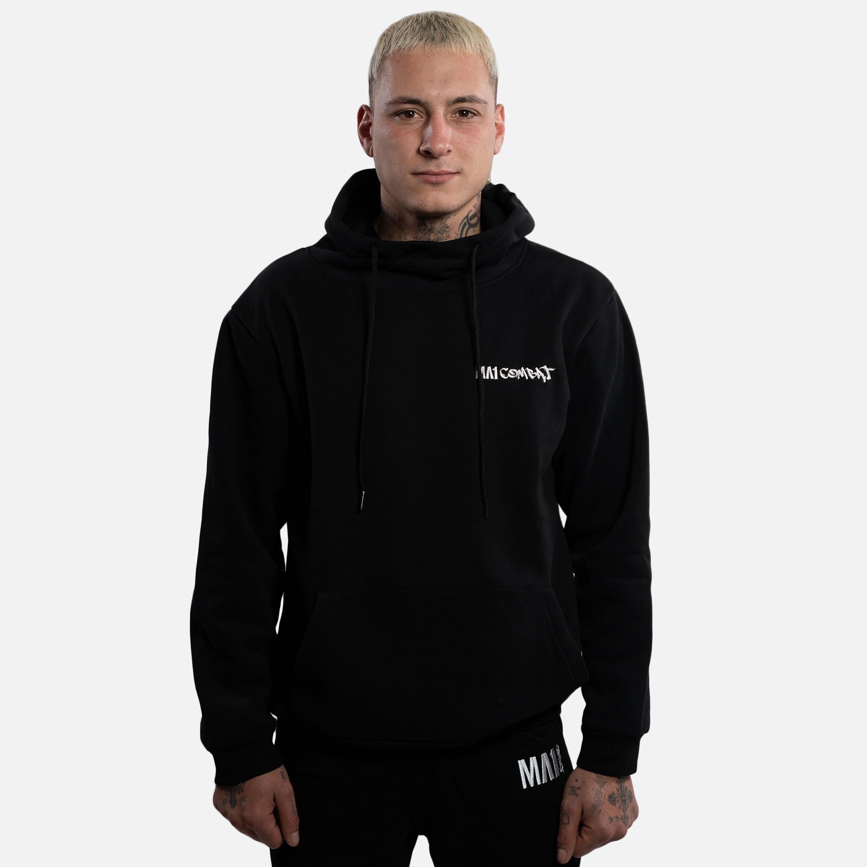 MA1 Combat Black White High Neck Hoodie