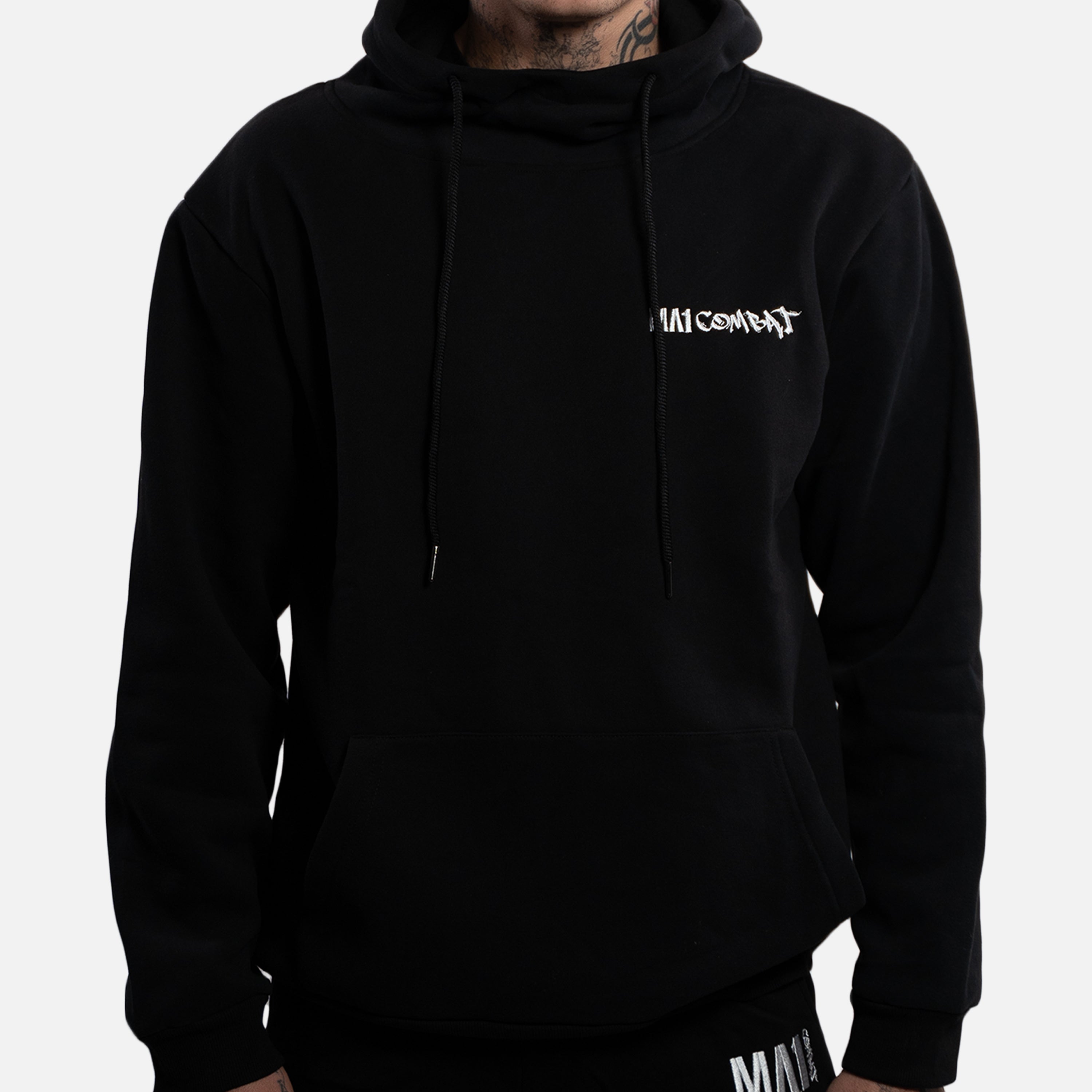 MA1 Combat Black White High Neck Hoodie