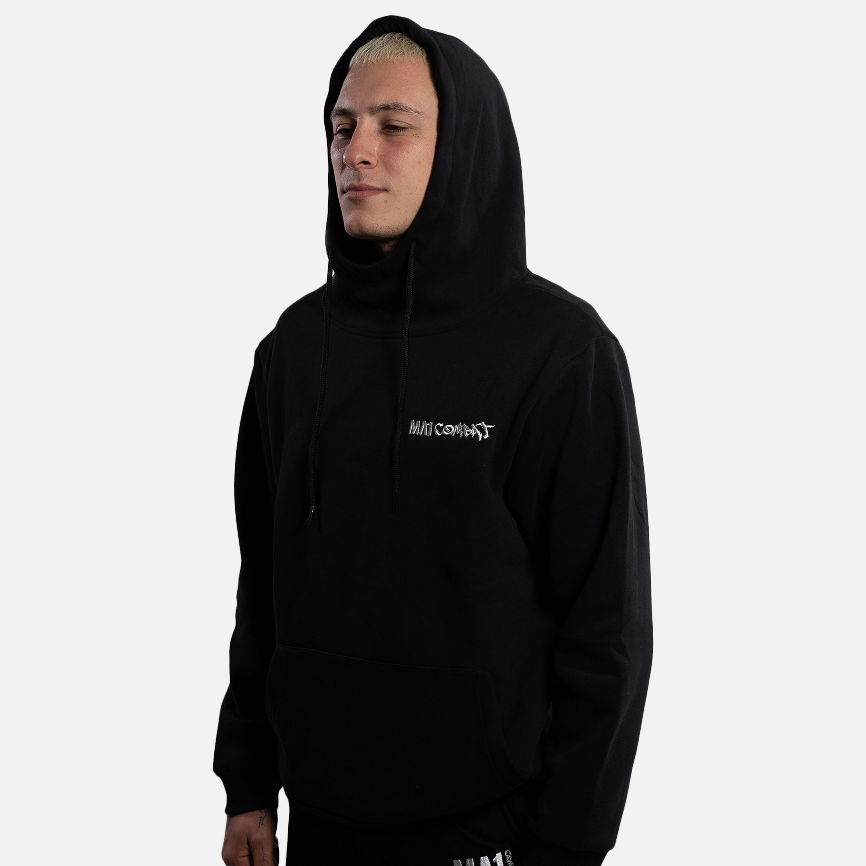 MA1 Combat Black White High Neck Hoodie