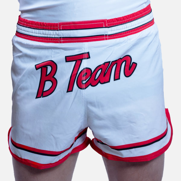 B-Team White Bulls High Cut MMA Shorts - product photo 3