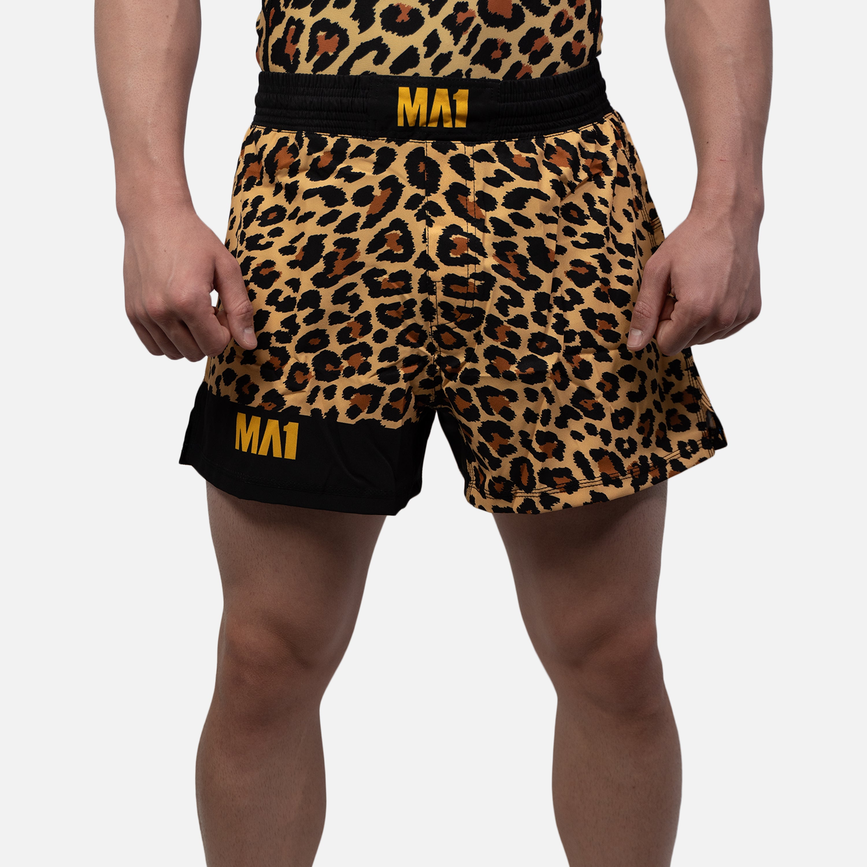 MA1 Craig Jones Gold Leopard High Cut MMA Shorts