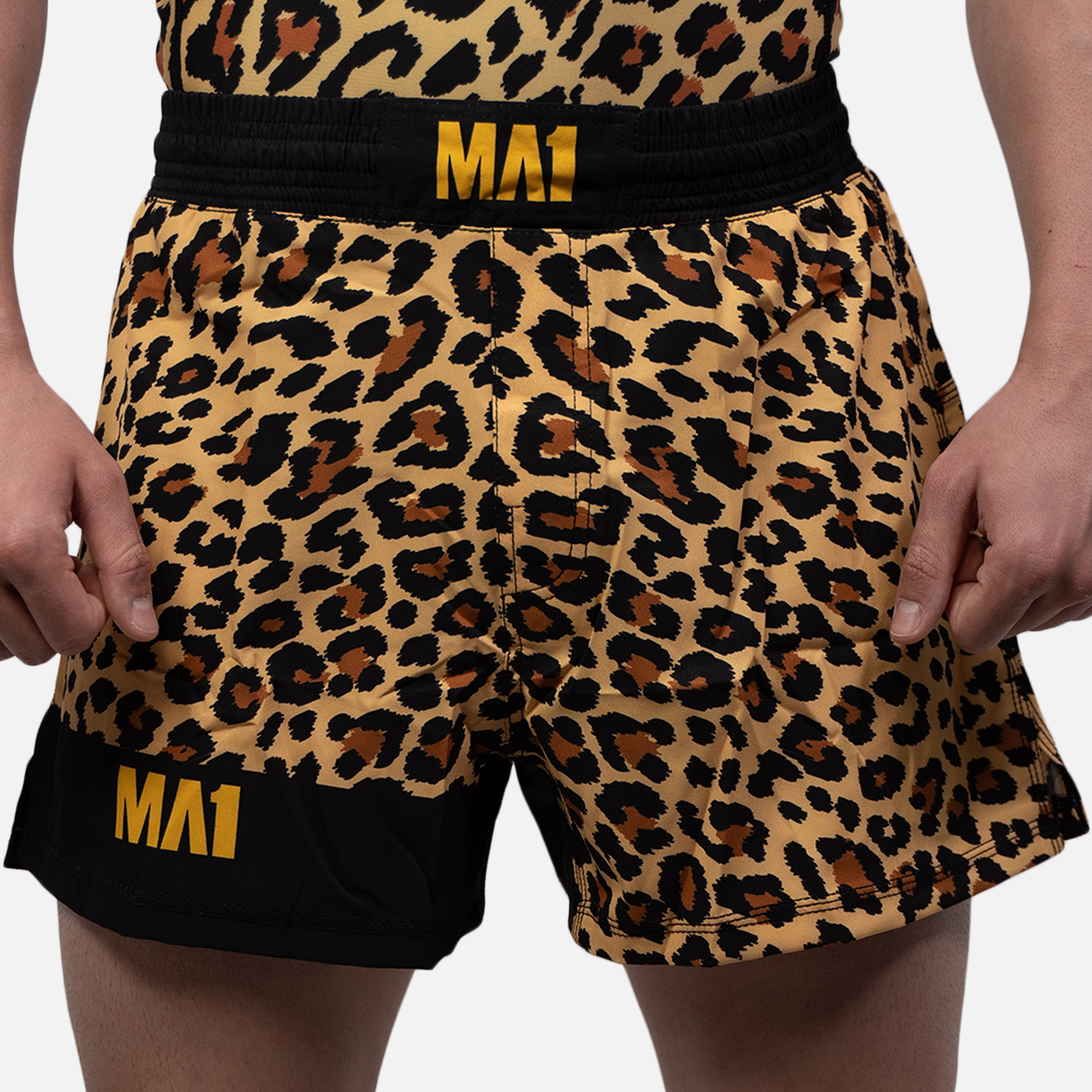 MA1 Craig Jones Gold Leopard High Cut MMA Shorts