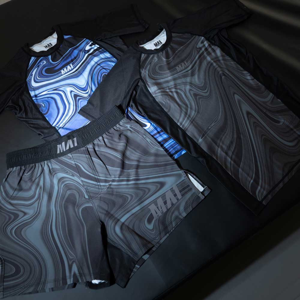MA1 Liquid range rash guard and MMA shorts kit