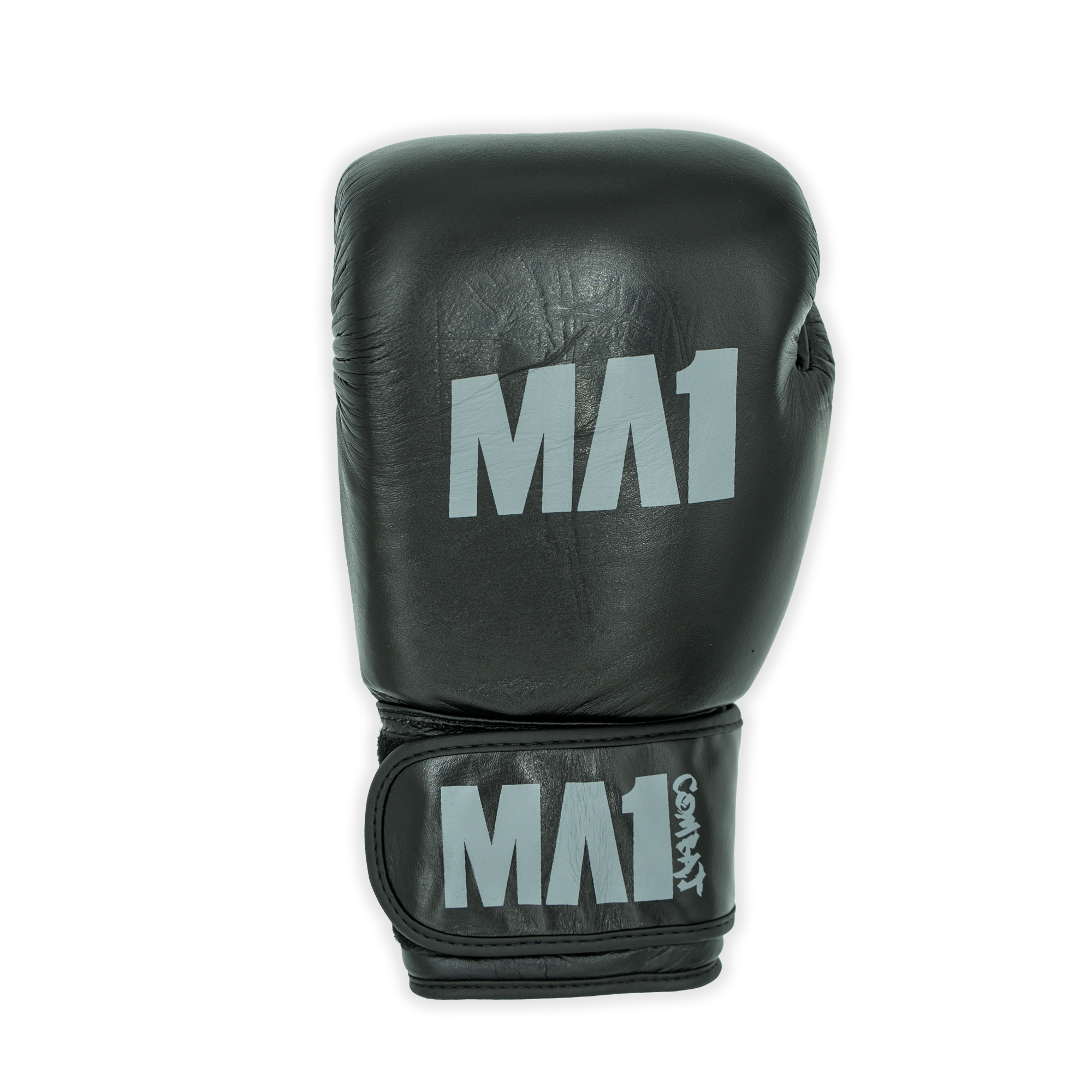 MA1 Combat Black Grey Leather Boxing Gloves