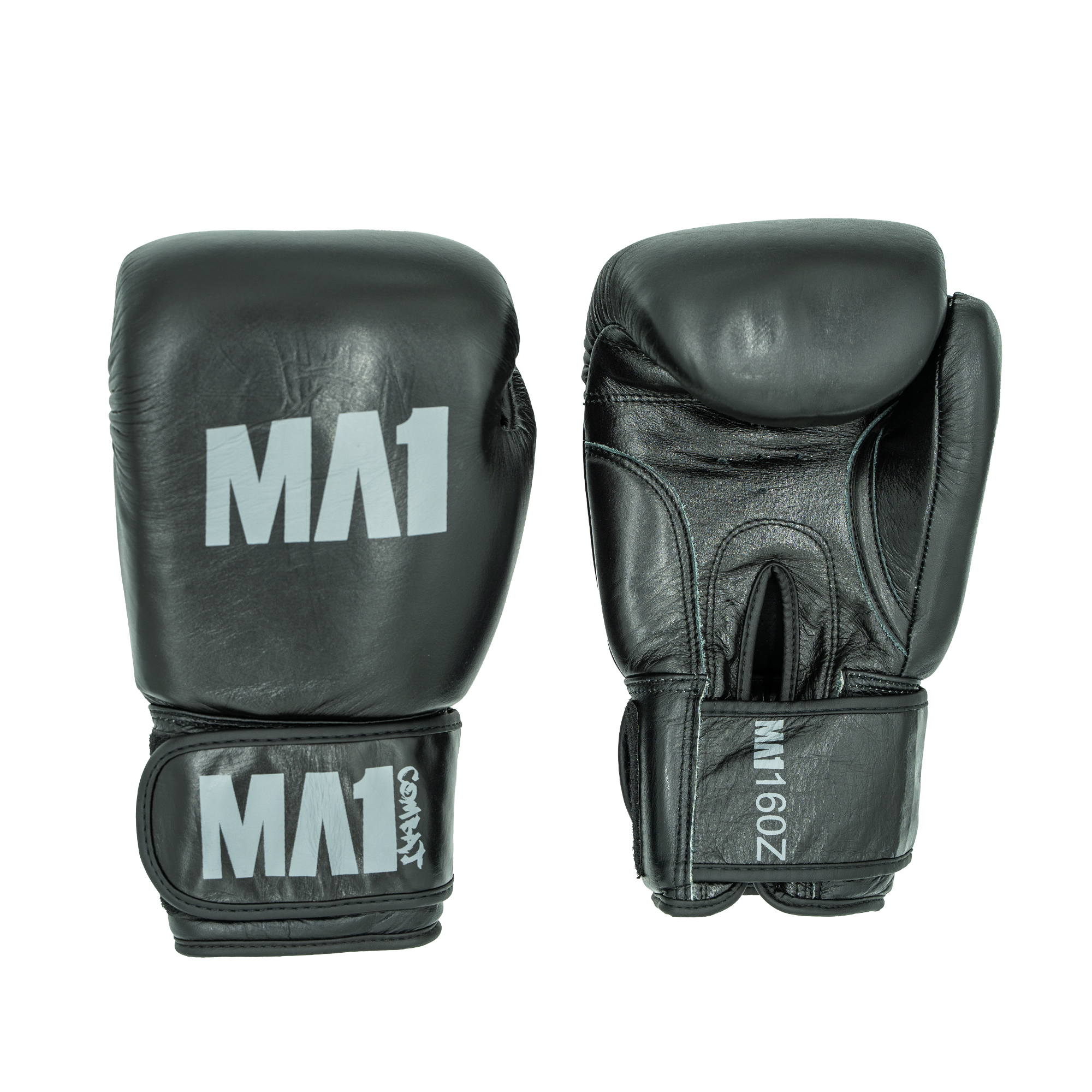 MA1 Combat Black Grey Leather Boxing Gloves