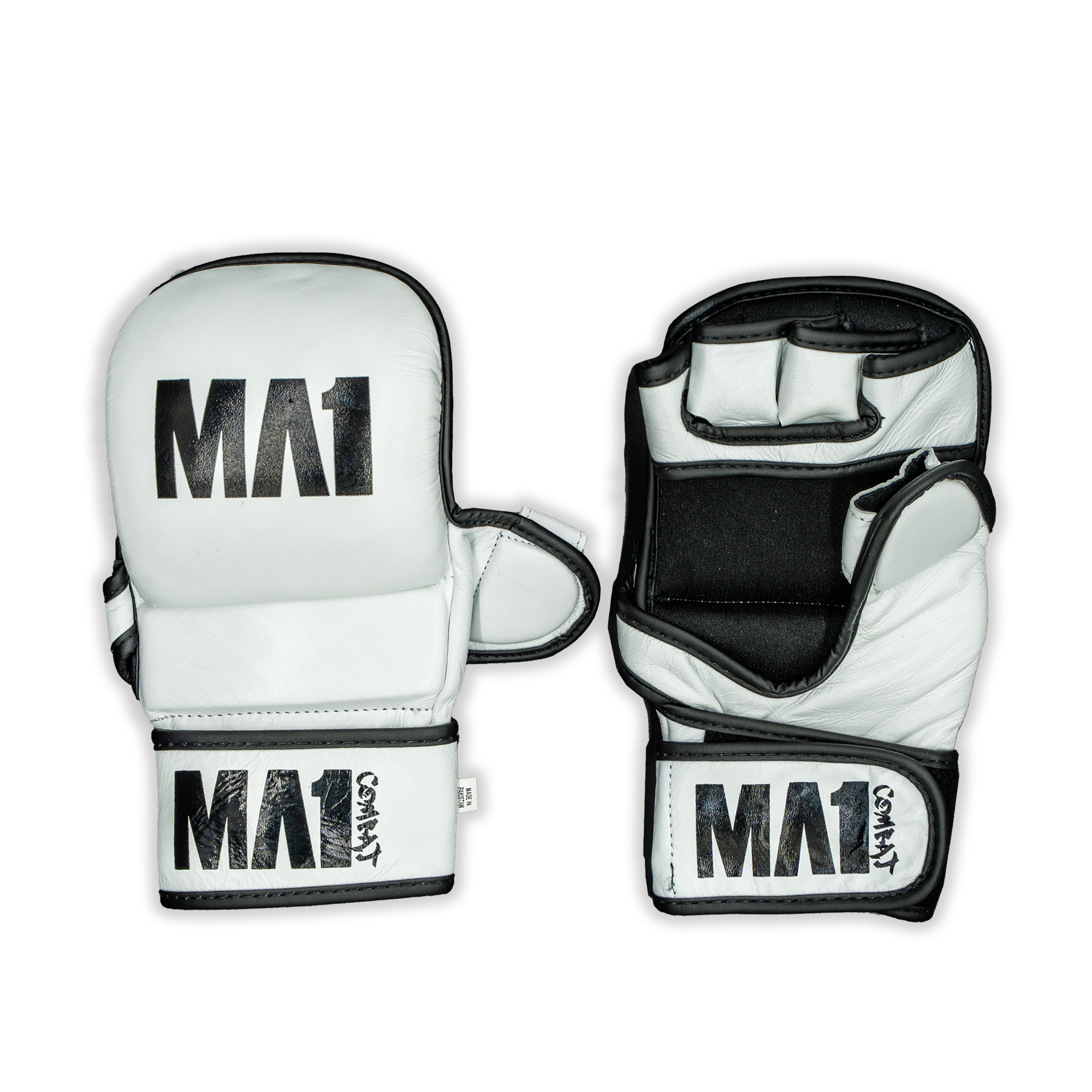 MA1 White Elite Leather MMA Sparring Gloves