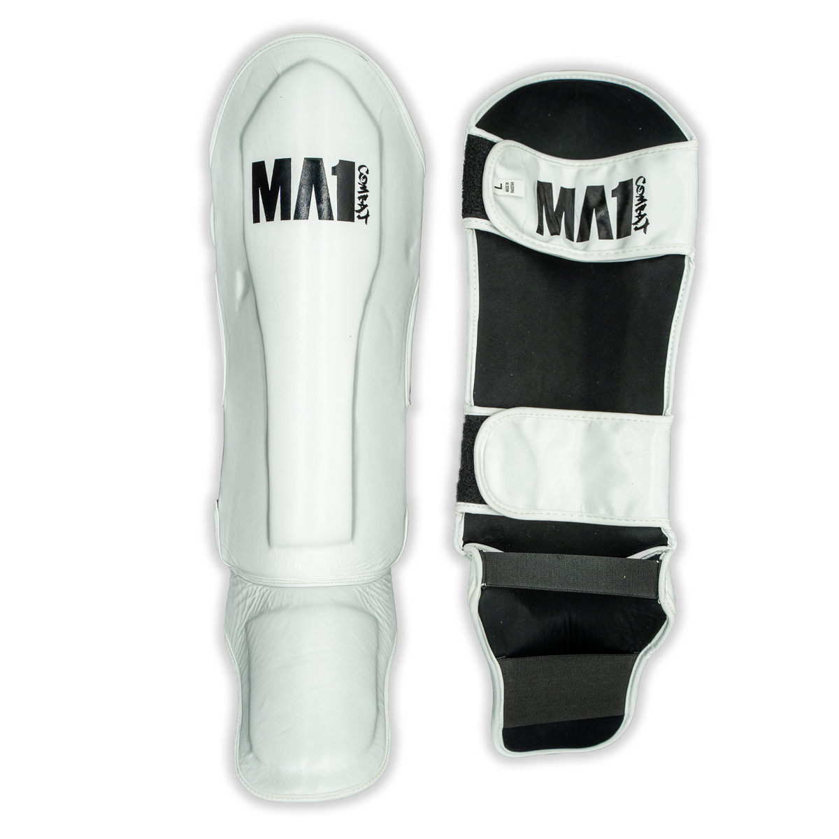 MA1 White Leather Shin Guards